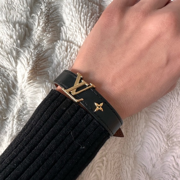 LOUIS VUITTON ICONIC bracelet size 17 black leather - Picture 5 of 15